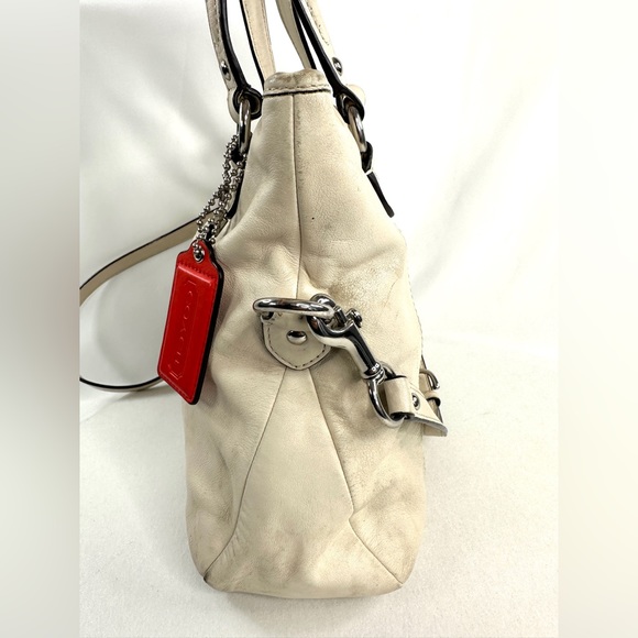 Coach Daisy Mia F23901 Cream Leather Medium Satchel Shoulder Bag Purse 2 Charms - Picture 6 of 15